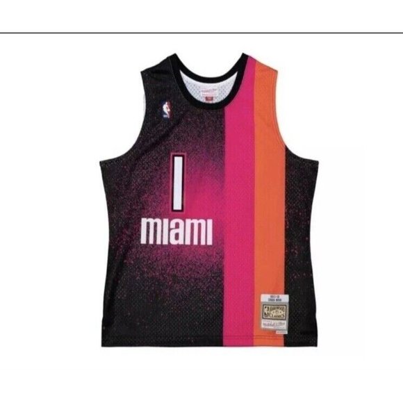 Miami Heat Chris Bosh #1 Mitchell Ness Men's Splatter NBA